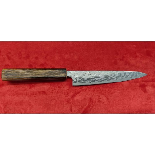 Tsunehisa 440C Damascus Nashiji нож Пети-Petty 150mm - Дъб