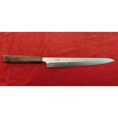 Tsunehisa 440C Damascus Nashiji нож Янагиба-Суджихики (Sujihiki-Yanagiba) 240mm - Дъб