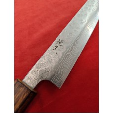 Tsunehisa 440C Damascus Nashiji нож Янагиба-Суджихики (Sujihiki-Yanagiba) 240mm - Дъб