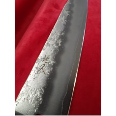 Tsunehisa нож Сантоку 180мм Ginsan(Silver #3) Nashiji-Червен