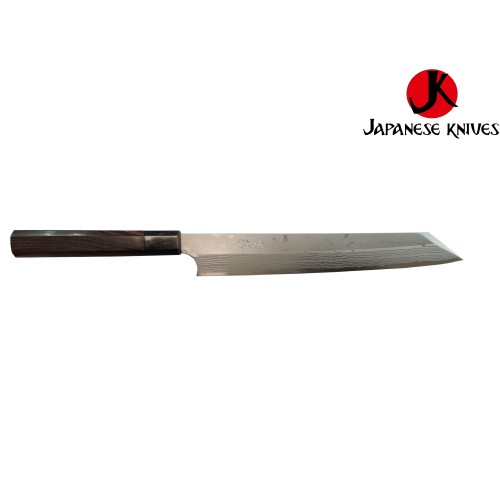 SHIGEKI-Tosa Shirogami 2 Дамаска стомана нож Sakimaru-Kiritsuke 240mm