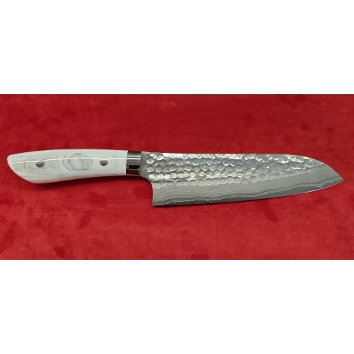 Takeshi Saji SRS13 Damascus Maru Hammered Нож Сантоку-Santoku 180mm-Кориан Takeshi Saji SRS13 Damascus Maru Hammered Нож Сантоку-Santoku 180mm-Кориан