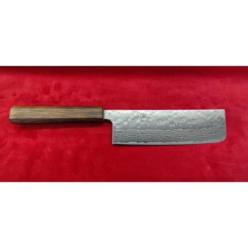 Tsunehisa 440C Damascus Nashiji нож Накири-Nakiri  170mm- Дъб