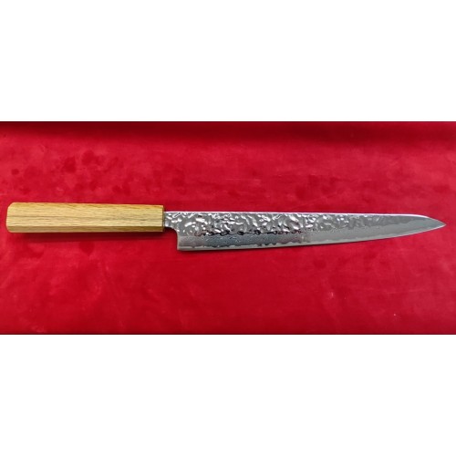 Tsunehisa Tsuchime Damascus AUS10 нож Янагиба-Суджихики (Sujihiki-Yanagiba) 240mm - Дъб
