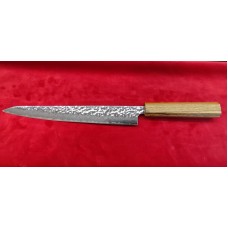 Tsunehisa Tsuchime Damascus AUS10 нож Янагиба-Суджихики (Sujihiki-Yanagiba) 240mm - Дъб