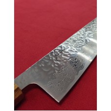 Tsunehisa AUS-10 нож Кирицуке 210мм  Hammered Damascus 