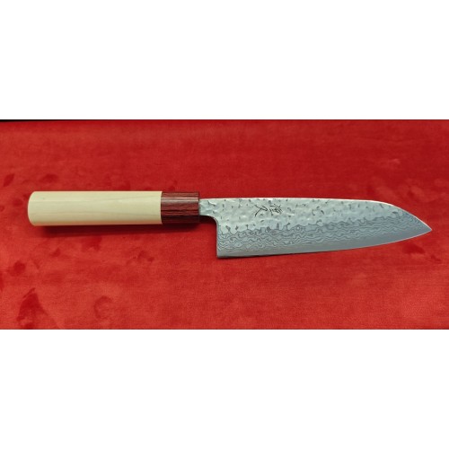 Tsunehisa Geppaku Ginsan 3 Damascus нож Сантоку-Santoku 170mm