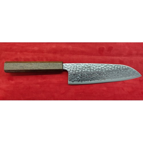 Tsunehisa Matt Ginsan 3 Damascus нож Сантоку-Santoku 170mm Yaki Urushi Дъб Tsunehisa Matt Ginsan 3 Damascus нож Сантоку-Santoku 170mm Yaki Urushi Дъб