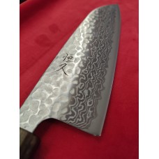 Tsunehisa Matt Ginsan 3 Damascus нож Сантоку-Santoku 170mm Yaki Urushi Дъб Tsunehisa Matt Ginsan 3 Damascus нож Сантоку-Santoku 170mm Yaki Urushi Дъб