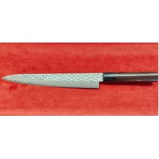 Tsunehisa 恒久 нож Sujihiki-Yanagiba VG-10 Damascus Tsuchime 240mm-Палисандър