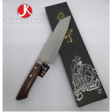 Mtsutami нож Сантоку 170mm VG10 Damascus -Син- Махагон